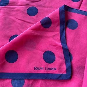 Rare Vintage Ralph Lauren Polka Dot Silk Scarf